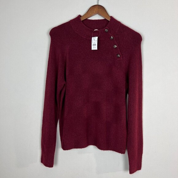 J Crew Sweater Womens Medium Maroon Button Preppy‎ Extra Soft Yarn Wool Blend M - Picture 13 of 13
